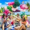 Tropical Flamingo Balloons Garland Arch Kit, Hot Pink Green Macaron Pink Gold Confetti Exploding Star Foil Balloons with Flamingo Foil Balloon for Luau Hawaiian Beach Birthday Party Decorations